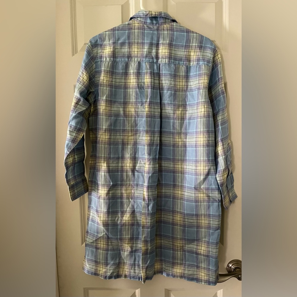 Women’s Frank & Eileen Linen Plaid Button-Down Hunter Shirt Dress Size Small - Picture 6 of 6